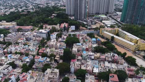 Drone-footage-showing-buildings-and-a-city