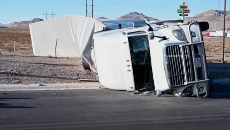 Semi-truck-flipped-on-road