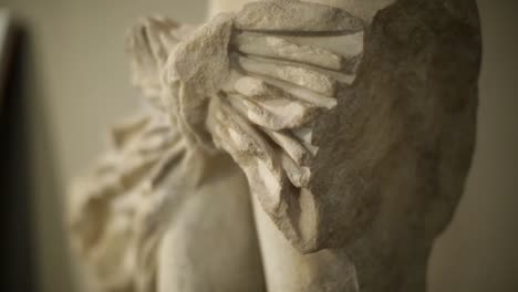 Rack-focus-to-the-intricate-detail-of-a-statue-at-the-Cyprus-Museum-in-Nicosia-Cyprus