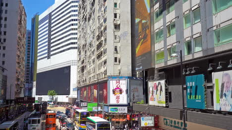 Aerial-view-on-street-in-Hong-Kong,-China