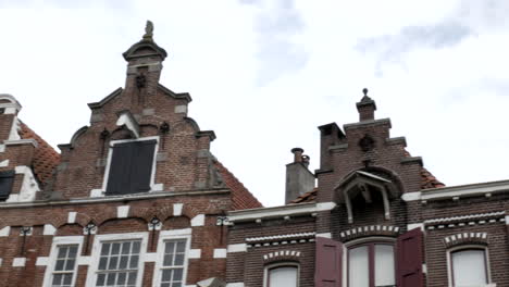 Panning-shot-of-old-historic-beautiful-buildings-in-Zutphen-the-Netherlands