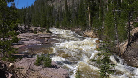 Wide-shot-of-the-Provo-River-in-the-Wasatch-National-Forest-with-people-in-the-background