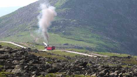 Conway,-New-Hampshire---July-4,-2019:-The-cog-railway-on-Mount-Washington-in-Conway,-New-Hampshire-on-July-4,-2019