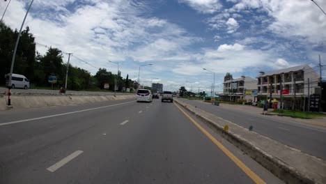 This-is-a-time-lapse-with-an-action-camera-mounted-in-front-of-the-truck,-driving-from-Pranburi-to-Hua-Hin-and-Hua-Hin-to-Bangkok-on-Phet-Kasem-Road