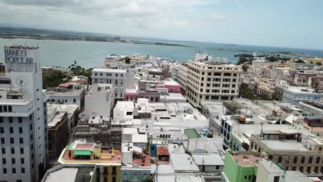 Aerial-View-of-San-Juan-La-Puntilla-Neighborhood,-Puerto-Rico