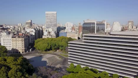 Aerial-descending-in-front-of-Plaza-San-Martin-building-located-in-Retiro-neighborhood