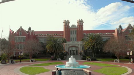 Aerial-Shot-of-the-Westcott-Building-at-FSU-in-Tallahassee,-Florida-USA