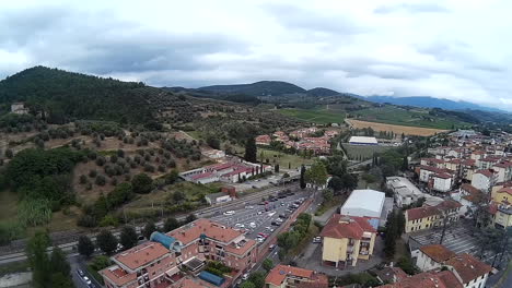 Frescobaldi-aerial-view-of-industry-vineyards,-Chianti-wine-production-company-near-Pontassieve