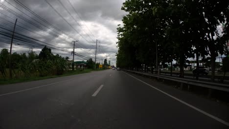 This-is-a-time-lapse-with-an-action-camera-mounted-in-front-of-the-truck,-driving-from-Pranburi-to-Hua-Hin-and-Hua-Hin-to-Bangkok-on-Phet-Kasem-Road