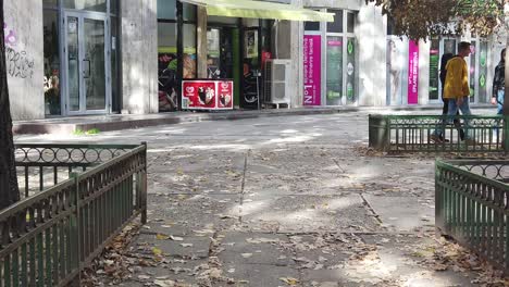 Bucharest,-Romania---September-2019:-Walking-on-the-boulevard-on-a-sunny-day-with-buildings-near