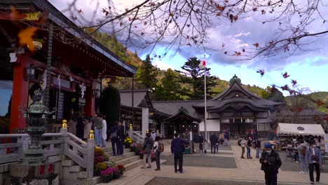 Slow-motion-push-in-towards-beautiful-Afuri-Jinja-Shrine-on-top-of-Mt