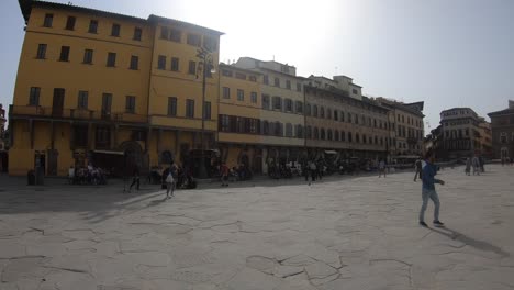 Different-views-of-Piazza-della-Santa-Croce-give-us-a-perspective-on-this-UNESCO-World-Heritage-Site-which-is-downtown-Florence,-Italy