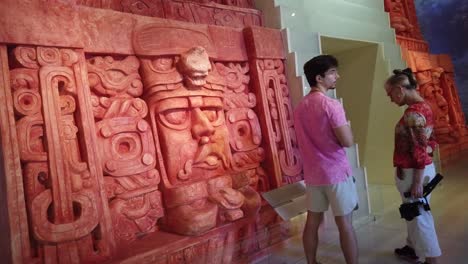 View-of-the-museum-exhibits-in-the-Great-Museum-of-the-Mayan-World-in-Merida,-Yucatan,-Mexico