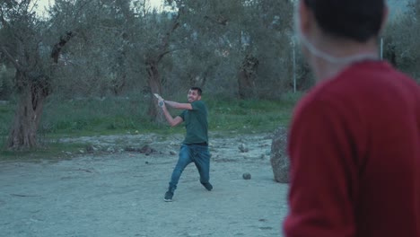 Pakistani-Refugees-Practicing-Cricket-at-Moria-Camp-on-Lesvos-Island