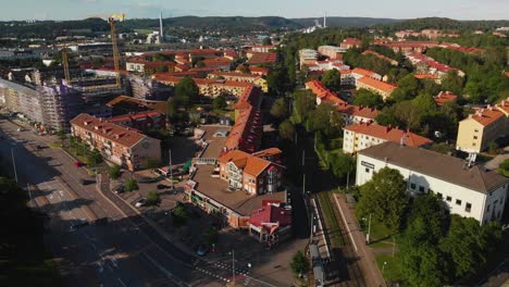 Aerial-footage-over-the-suburban-neighborhood-Kalltorp-located-in-Gothenburg,-Sweden