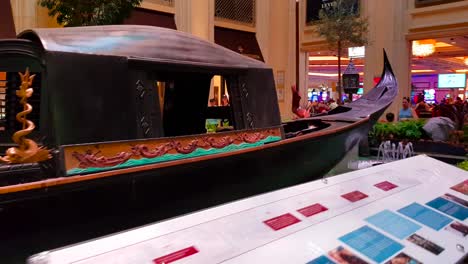 Shot-of-historic-venetian-gondola-on-display-inside-The-Palazzo-:-The-Venetian-in-Las-Vegas,-Nevada,-United-States