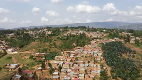 Aerial-shot-of-homes-in-neighborhood-outside-Kigali,-Rwanda