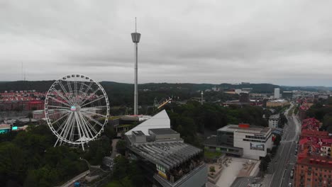 Aerial-view-recorded-from-Korsvagen-in-Gothenburg,-Sweden