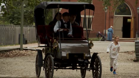 Antique-Model-A-Ford-drives-on-the-streets-of-Ohio-Village