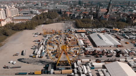 Theresienwiese-Amusement-Park-Aerial,-Munich,-Germany