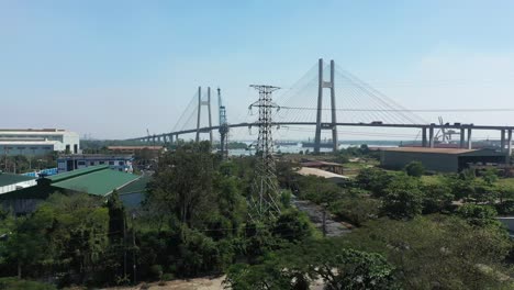 Drone-shot-of-Phu-My-Bridge-or-Cau-Phu-on-a-sunny-day-with-Blue-Sky