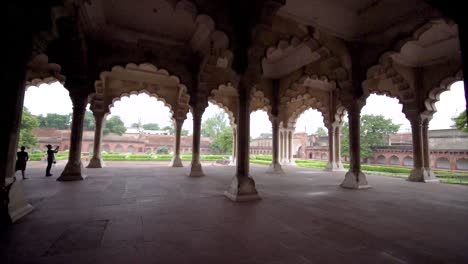 Agra-Fort-is-really-an-entire-red-walled-city,-and-you-can-easily-spend-a-few-hours-browsing-the-different-buildings-and-lookouts-in-the-fortress