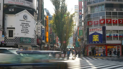 Zeitraffer-Menschenmenge-In-Shinjuku-In-Der-Stadt-Tokio,-Japan