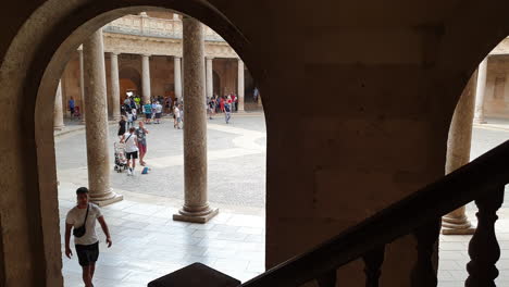 View-from-stairs-of-Charles-V-Palace,-Alhambra