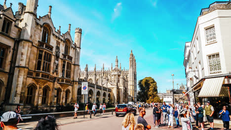 Cambridge-England,-Circa:-Alte-Straße-Im-Zeitraffer-In-Cambridge,-England,-Uk