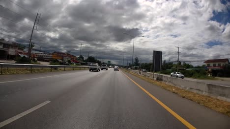 This-is-a-time-lapse-with-an-action-camera-mounted-in-front-of-the-truck,-driving-from-Pranburi-to-Hua-Hin-and-Hua-Hin-to-Bangkok-on-Phet-Kasem-Road