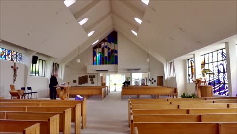 Auckland,-New-Zealand,-Jan-1st-2019,-shot-of-religious-christian-or-catholic-chapel-and-altar-for-worshippers