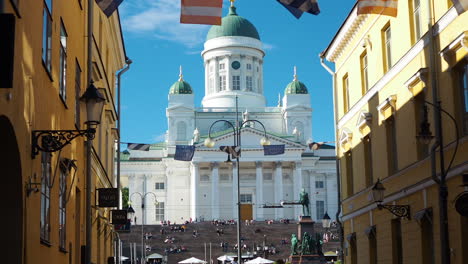 View-of-a-Helsinki-Cathedral-from-the-street-between-the-buildings