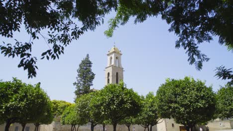 Bell-tower-of-the-church-of-Sant-Marti-in-Barcelona