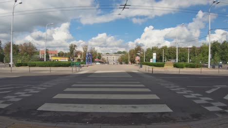 Leaving-the-Lithuanian-Railway-Train-Station-Building-in-Vilnius,-Lithuania