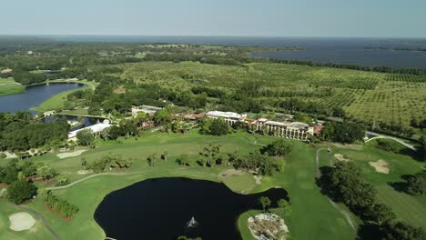 Vista-Aérea-Del-Resort-Mission-Inn-Y-El-Prestigioso-Campo-De-Golf-Lpga-En-Howey-in-the-hills,-Fl.