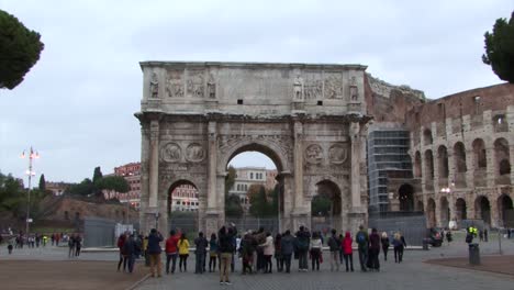 Arch-of-Constantine-and-part-of-the-Colosseum,-Rome,-Italy