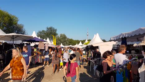 People-walking-and-shopping-at-festival-in-Vienna,-Austria