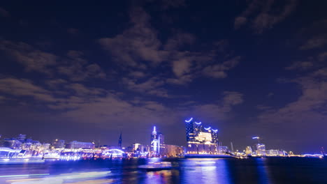 Dämmerung-Zeitraffer-Hafen-Hamburg