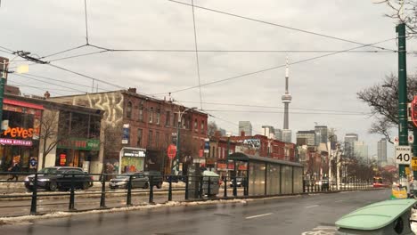 Day-after-record-breaking-snowfall-in-Toronto,-the-melting-snow-turned-the-city-streets-into-slush