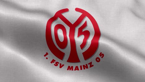 Bucle-Animado-Blanco-4k-De-Una-Bandera-Ondeante-Del-Equipo-De-Fútbol-De-La-Bundesliga-Mainz