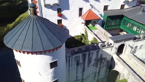 Aerial-View-Of-Grad-Sneznik-White-Medieval-Castle