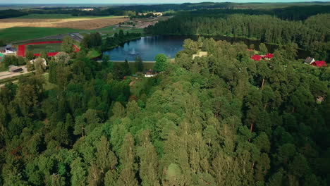 Aerial-view-Teperis-sport-center,-establishing-shot,-Latvia