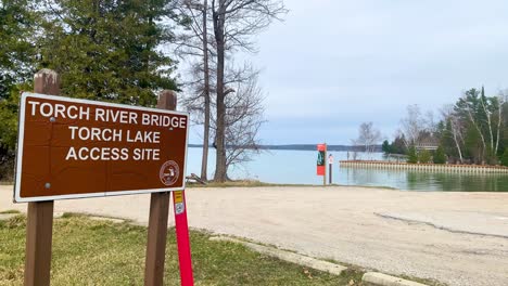 Signpost-of-Torch-River-Bridge-Torch-Lake-Access-Site-at-riverbank