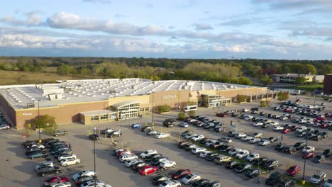 Aerial-Pedestal-Up-Reveals-Walmart-Supercenter-in-Midwest-America