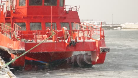 Garinko-II-Ice-Breaker-Docked-At-Pier-With-View-Of-Turning-Archimedes-Screw-Underneath-Forward-Bow