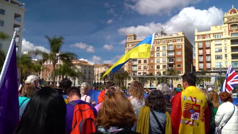 Muchas-Naciones-Se-Reunieron-En-Protestas-Contra-La-Guerra-En-La-Ciudad-Española-De-Málaga