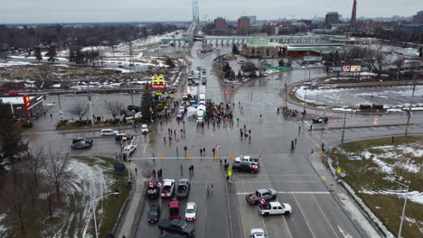 Aerial-of-protesters-and-cars-on-street-during-freedom-convoy-protest