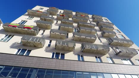 Lithuanian-national-flags-on-residential-buildings-on-a-sunny-day