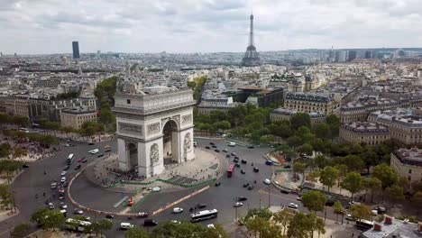 Drone-View-Arc-De-Triunfo,-París,-Francia