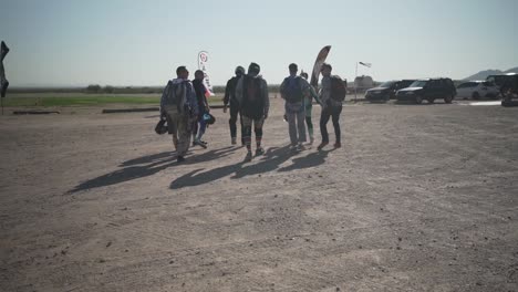 group-of-sky-divers-walking-and-high-five.mp4